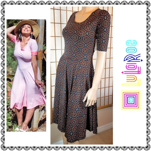 {LuLaRoe} NICOLE dress, multicolored print, sz S - Picture 1 of 8